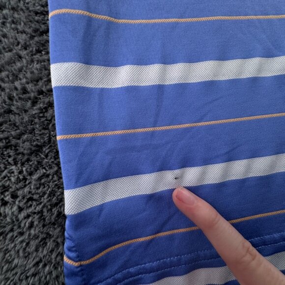 Footjoy Short Sleeve Golf Polo Shirt Blue Striped Medium Stretch 1908 Mystery - Picture 12 of 16